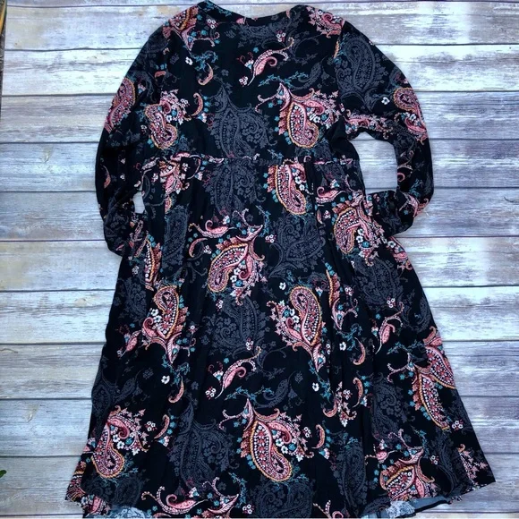 Torrid Midi Challis long sleeve Skater Dress - Picture 6 of 11